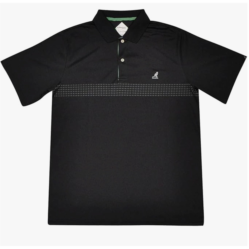Kangol Golf Mens M Performance Polo Shirt Black Striped K1551PJ UV Protection
